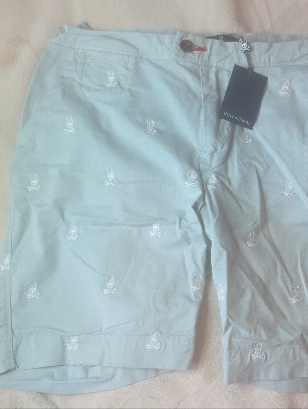 Psycho Bunny Light Blue Embroidered Logo Cotton Shorts NWT Size 38